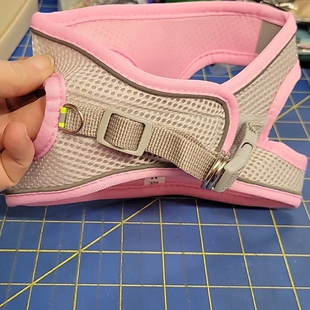 Pink & Gray Mesh Pet Buckle & Velcro Harness 12